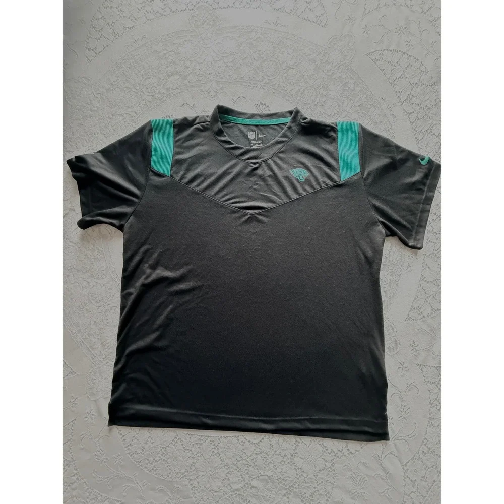 Nike NFL Jacksonville Jaguars Dri-FIT Black Teal V-Neck T-Shirt Mens XXL